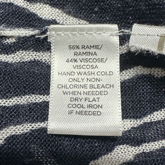 LOFT Cardigan Sweater Medium – Blue White Open Front Lightweight Long Sleeve - Picture 5 of 5